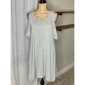 LOLLIPOP STAR Gray Cold Shoulder Dress Large
